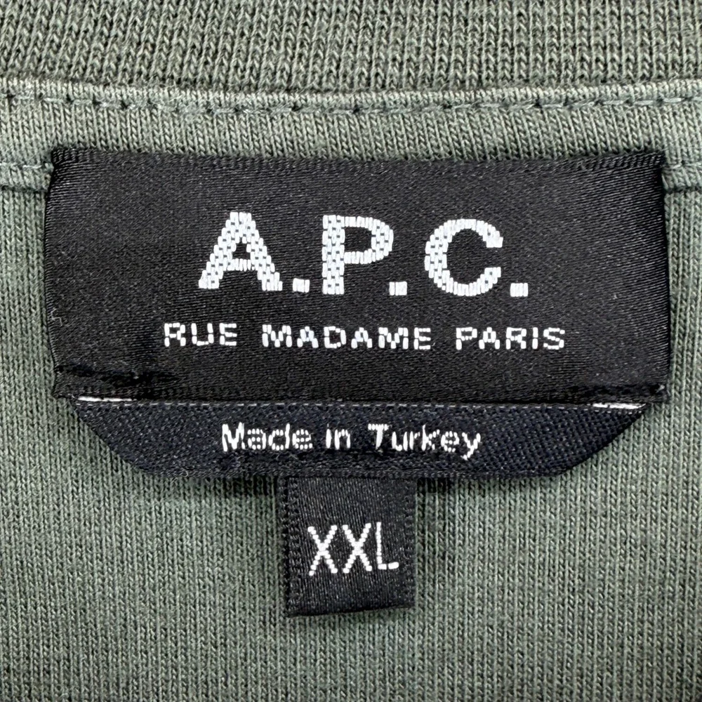 APC Rue Madame Paris Mens XXL Olive Green Sweatshirt Contrast Hem‎ RN 149947